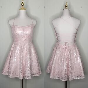 B Darlin Sz 4 Pink Floral Lace Sequin Ballerina Princess Fairy Babydoll‎ Dress